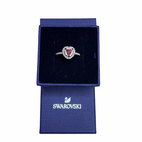 Swarovski One Ring Heart Red Rhodium Plated  7 - Picture 10 of 12
